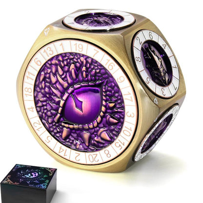 8-in-1 Heavyweight Metal Spinner Dice Set, 60mm Polyhedral Dice with 3D Monster Engravings