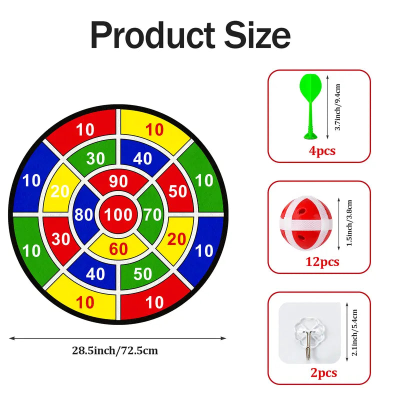 29 Inch Large Dart Board Game with 12 Sticky Balls and 4 Darts for Kids