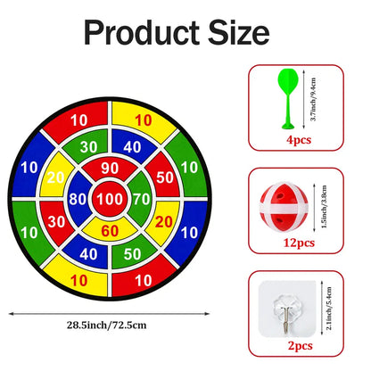 29 Inch Large Dart Board Game with 12 Sticky Balls and 4 Darts for Kids