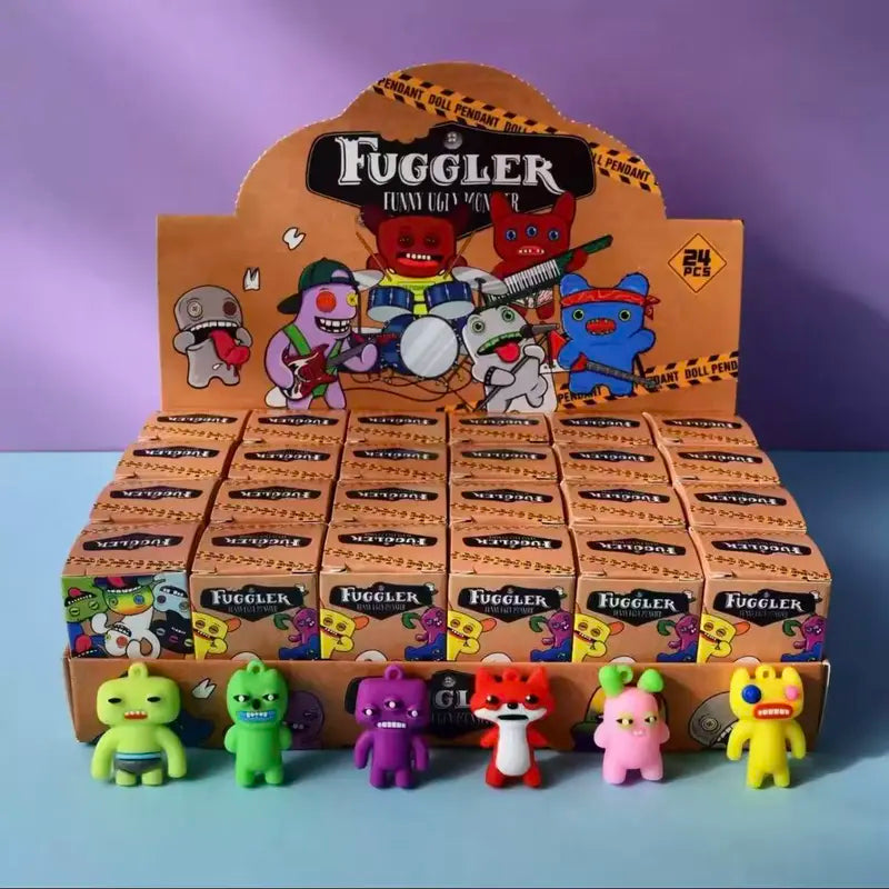24 Pcs Cute Monster Keychain Mini Figure Doll Set - 3.5cm Whimsical Bag Charms and Party Favors