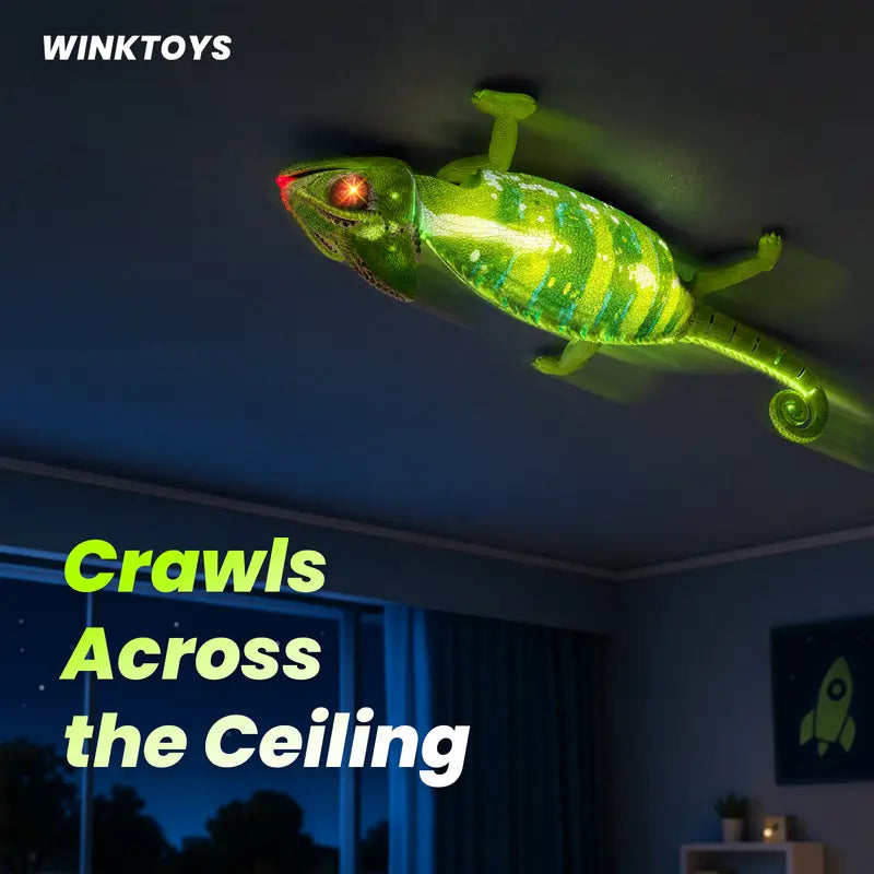 Wall Crawler Chameleon - Bio-Inspired Remote Control Toy with LED Glowing Body and 360° Spin