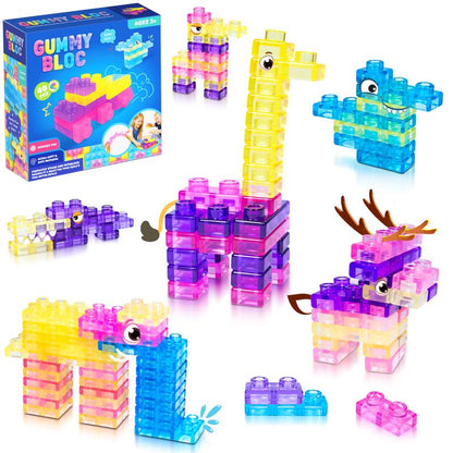 Gummy Building Blocks - Squishy Multi-color Stacking Sensory Toy for Early Learning and STEM