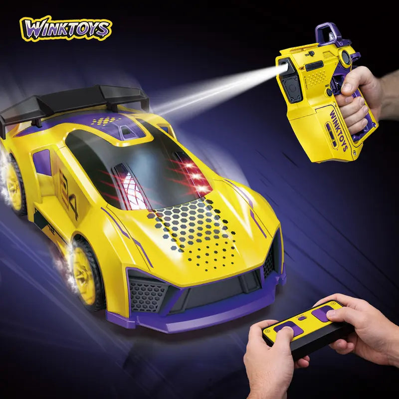2-Player Interactive Racing Game Car Set with LED Lights and 2 Controllers