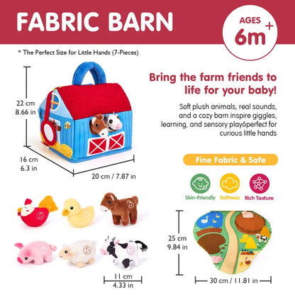 Surprise Barn Playset with Stuffed Farm Animals & Real Sounds - Montessori Sensory Toy for Toddlers