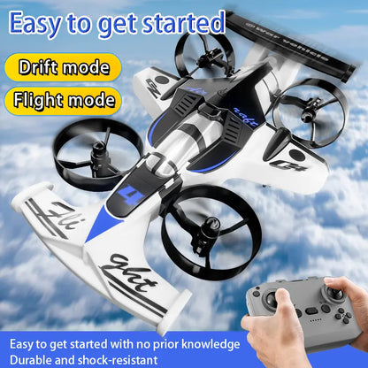 2-in-1 Remote Control Car & Plane Combo Toy with 360-Degree Drift Tires