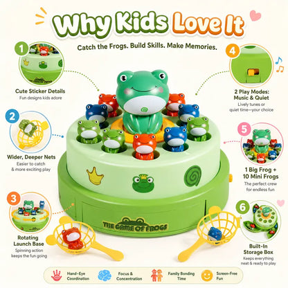 Unisex Kids' Frog Animal Bounce & Catch Board Game Toy - Musical Spinning Launcher