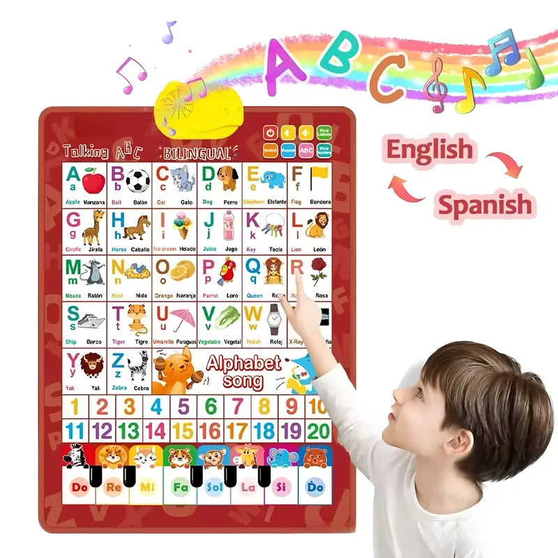 Bilingual English-Spanish Interactive Talking ABC & Number Chart Poster for Toddlers