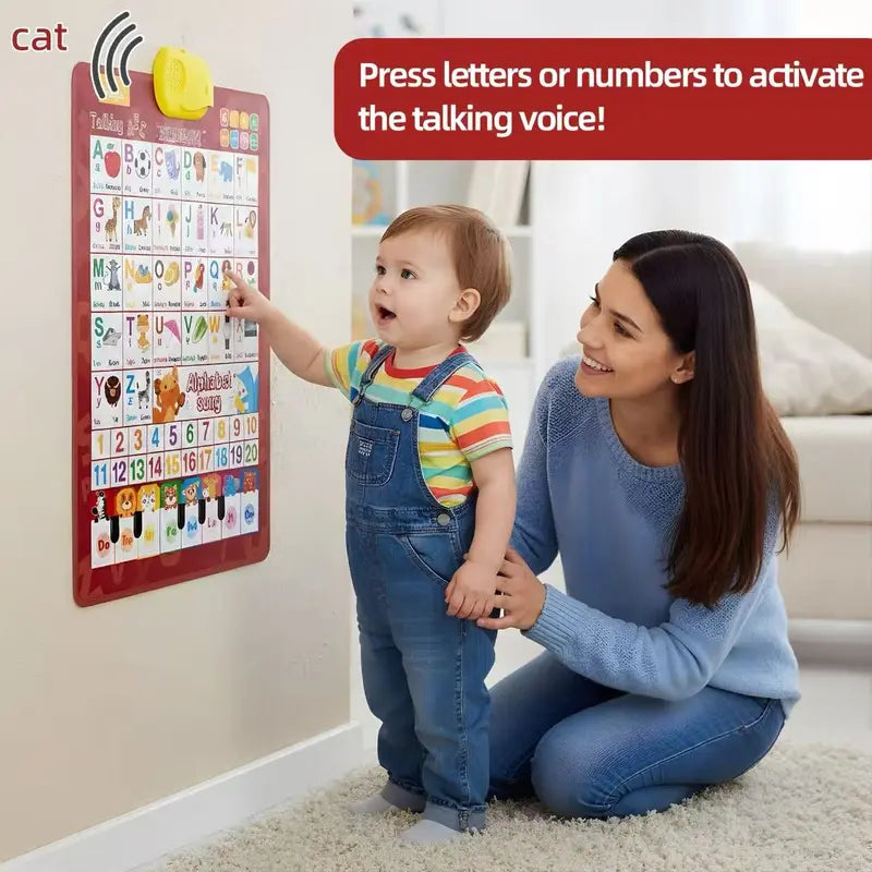Bilingual English-Spanish Interactive Talking ABC & Number Chart Poster for Toddlers