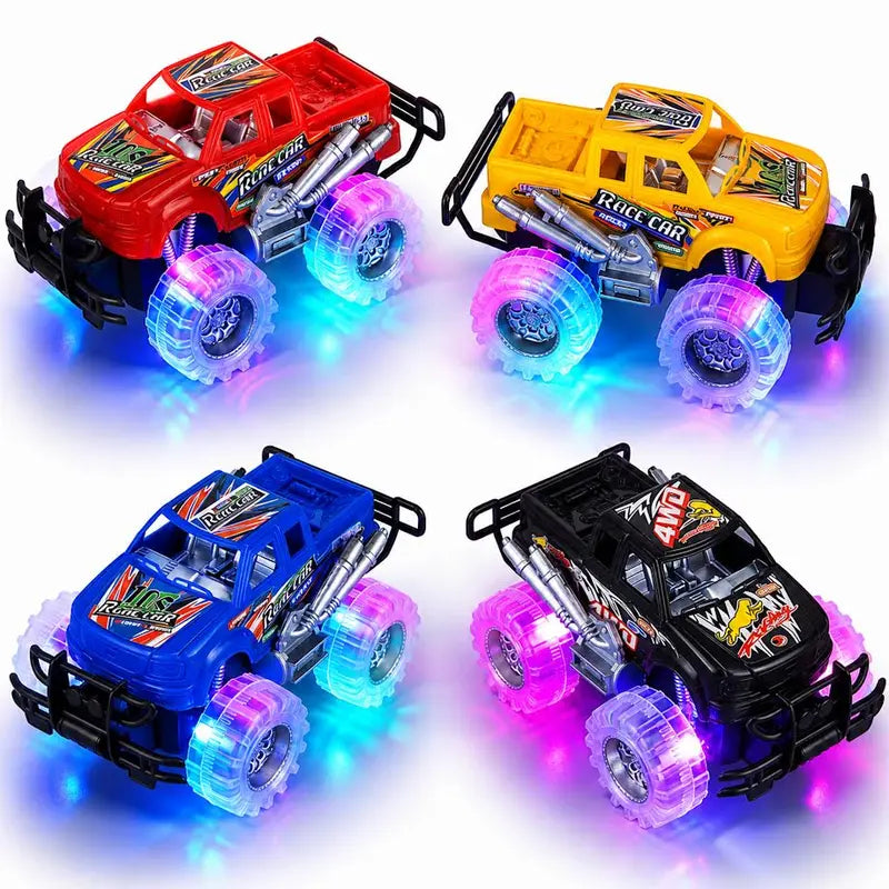 Realistic 6-inch LED Light-Up Monster Truck Playset - Rugged Design, 2-Pack