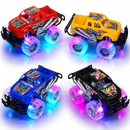 Realistic 6-inch LED Light-Up Monster Truck Playset - Rugged Design, 2-Pack