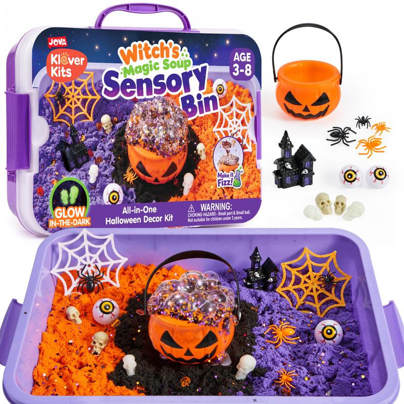 Construction Sensory Bin for Toddlers with Glow in The Dark Stones, Sandbox with Lid Castle Building Kit
