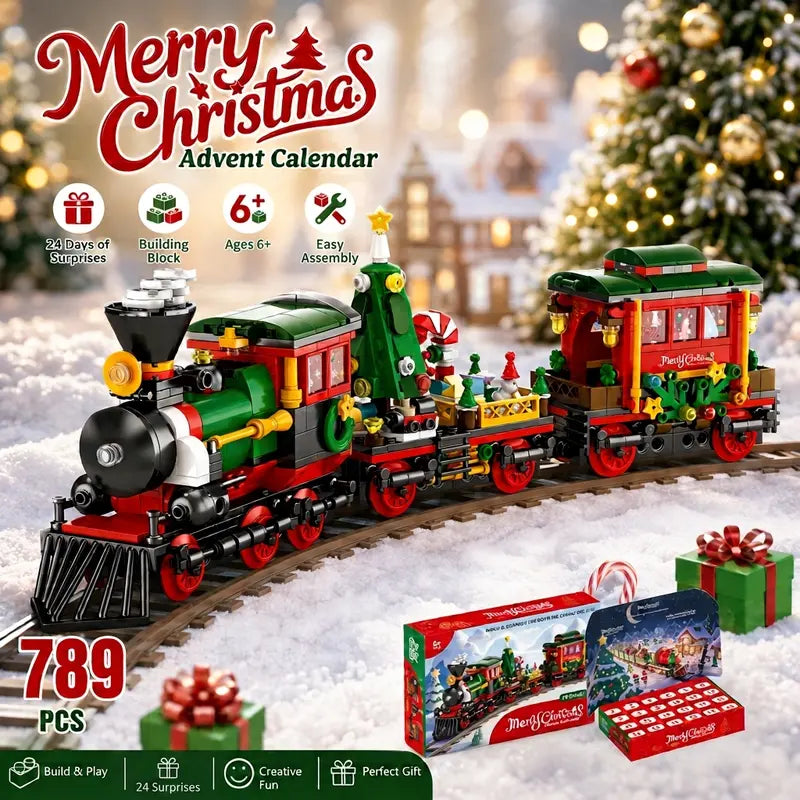 2026 Christmas Advent Calendar Building Toy Set - 789 PCS Train 24-Day Surprise Countdown
