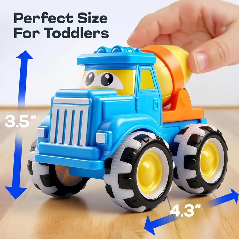 3 Pack Monster Truck Toys with Flashing LED Light Up Wheels, Construction Vehicle Set for Kids Ages 3-7