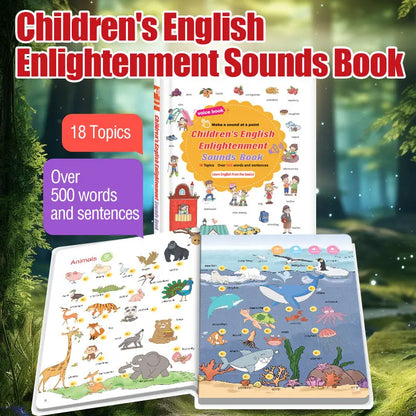 Interactive English Sound Book for Ages 1-6, Tap-to-Learn Educational Toy with 500+ Words