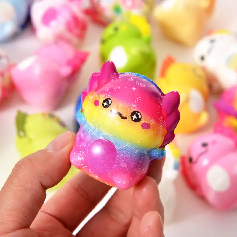 24-Pack Kawaii Slow Rising Axolotl Squishies Toys - Soft Stretchy Sensory Fidget Pack