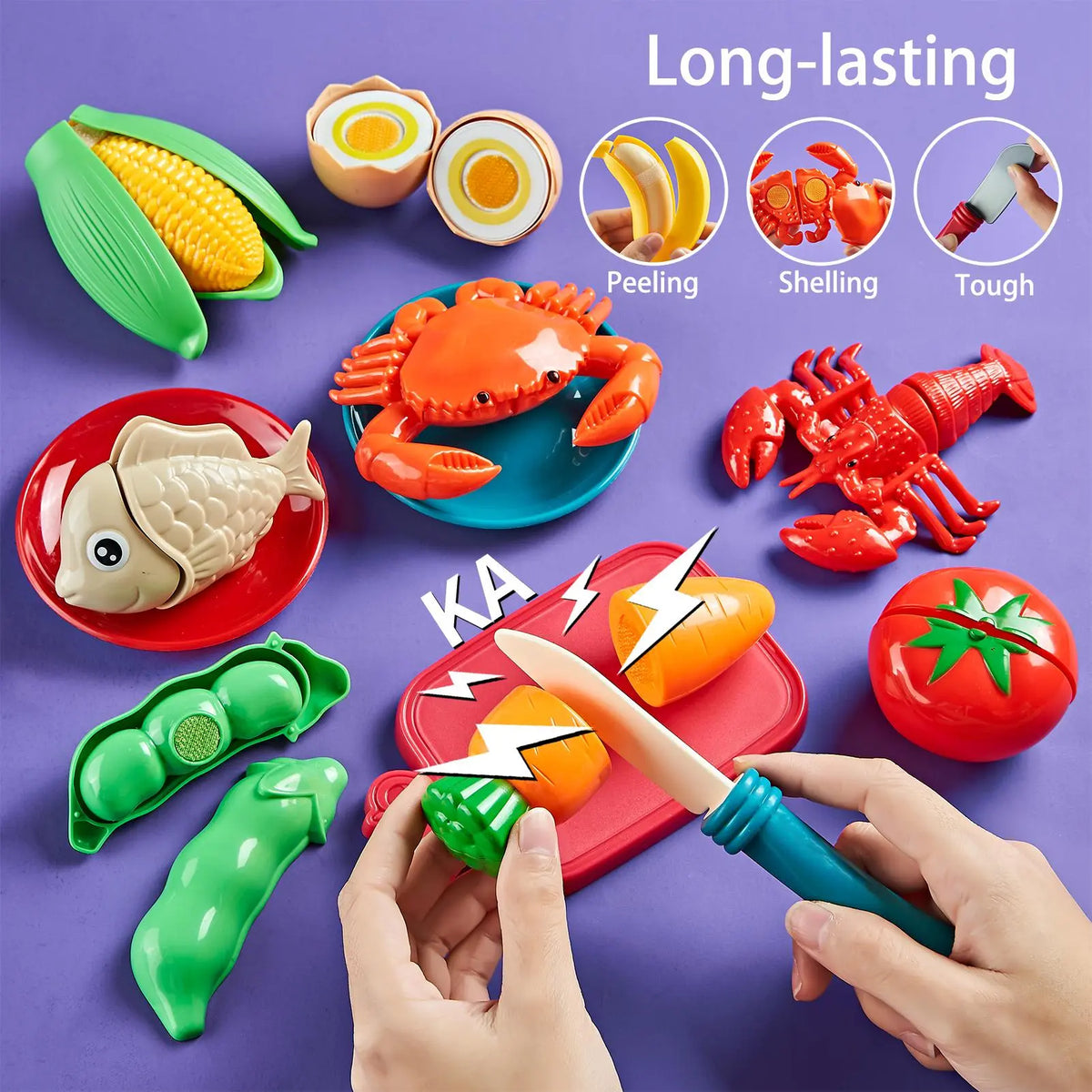 78-Piece Pretend Play Kitchen Food Toy Set with Cuttable Fruits and Vegetables for Kids