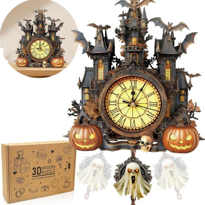 3D Mechanical Wooden Clock Kit for Adults - DIY Pendulum Clock with Roman Numerals