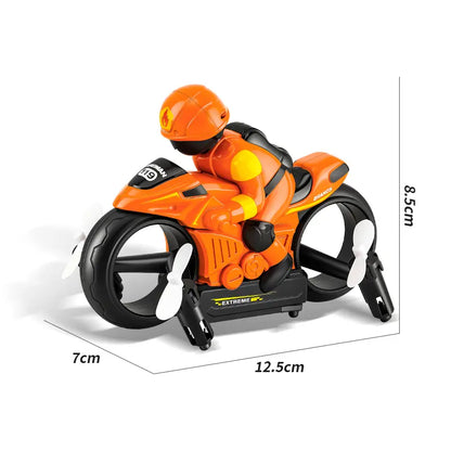 2-in-1 RC Flying Motorcycle Drone with 360° Stunts, LED Lights and Dual Mode