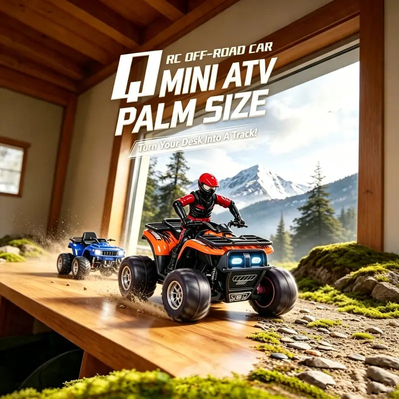 1/64 Mini RC Alloy Off-Road ATV Beach Motorcycle, 2.4GHz Metal Sand Quad Bike