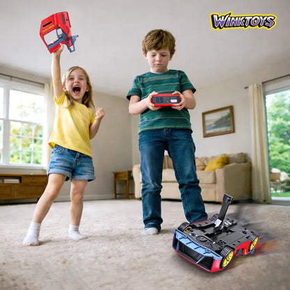 2-Player Interactive Racing Game Car Set with LED Lights and 2 Controllers