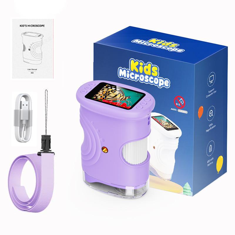 1000X Handheld Kids Microscope with 4K 2.0-inch Screen, Photo & Video Camera