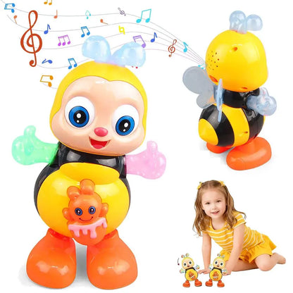 Cute Colorful Bee Shape Musical Light-Up Dancing Toy - Interactive Walking Motion and Stress Relief
