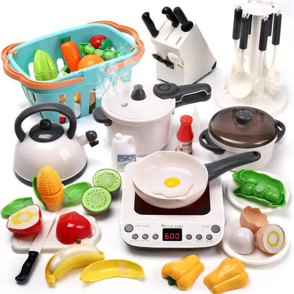 Kids Miniature Cooking Set - Multi-Activity Pretend Kitchen Toy with Electronic Induction Cooktop