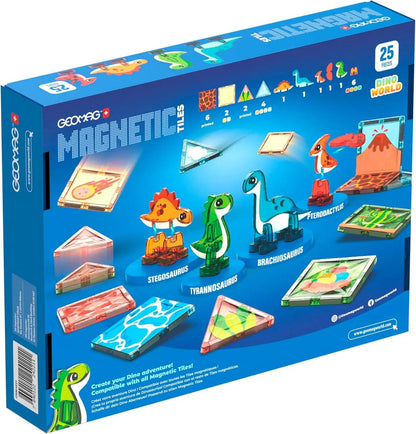 Magnetic Tiles Dino World 25-Piece Building Set for Toddlers and Kids