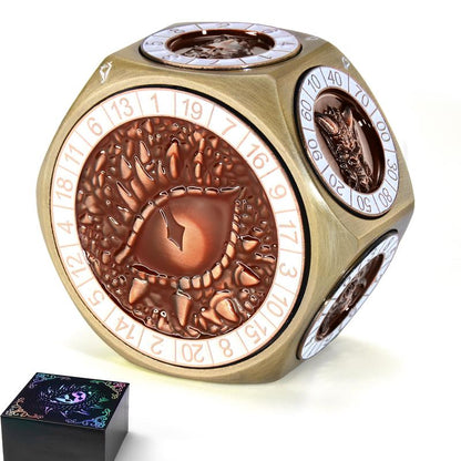 8-in-1 Heavyweight Metal Spinner Dice Set, 60mm Polyhedral Dice with 3D Monster Engravings