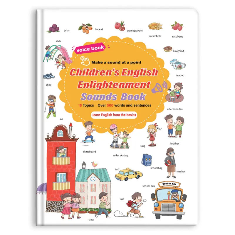 Interactive English Sound Book for Ages 1-6, Tap-to-Learn Educational Toy with 500+ Words