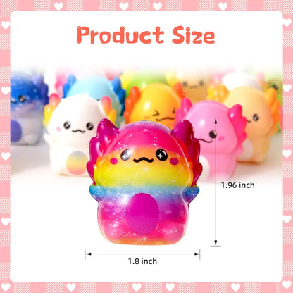 24-Pack Kawaii Slow Rising Axolotl Squishies Toys - Soft Stretchy Sensory Fidget Pack