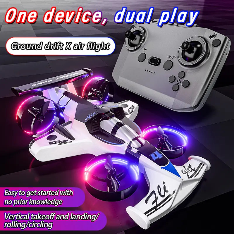 2-in-1 Remote Control Car & Plane Combo Toy with 360-Degree Drift Tires