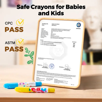 Jumbo Silky Crayons for Toddlers - Easy Grip Non-Toxic Washable Art Supplies for Kids