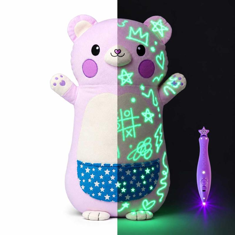 Large Glow-in-The-Dark Plush with Light Pen - Soft Cuddly Toy for Kids to Draw with Light