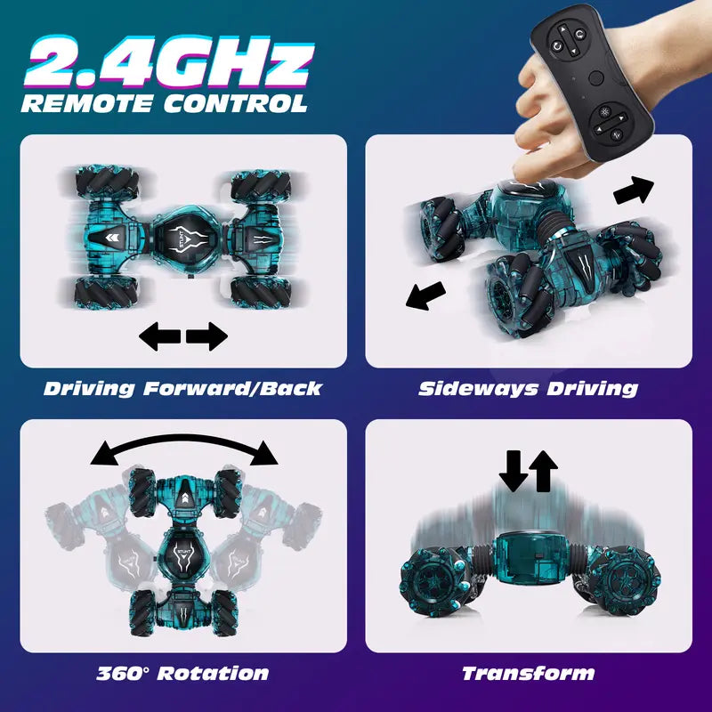 2.4GHz Gesture Sensing Remote Control Stunt Car Toy with 360° Rotation and Lights