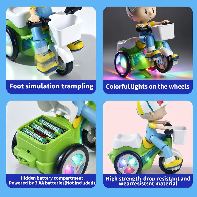 Electric Stunt Tricycle Toy with 360 Degree Spinning, Music and LED Lights
