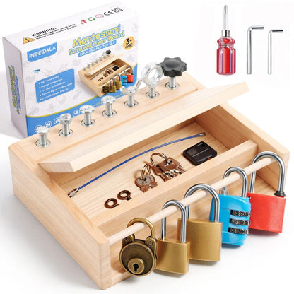 Montessori Screwdriver Board and Lock and Key Toy Set for Kids Ages 3-5