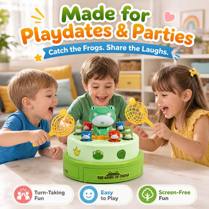 Unisex Kids' Frog Animal Bounce & Catch Board Game Toy - Musical Spinning Launcher