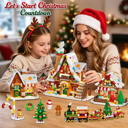 Advent Calendar 2026 Gingerbread House Building Set with Lights - 24 Days Countdown Christmas Village