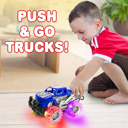 Realistic 6-inch LED Light-Up Monster Truck Playset - Rugged Design, 2-Pack