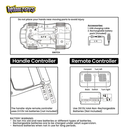 2-Player Interactive Racing Game Car Set with LED Lights and 2 Controllers