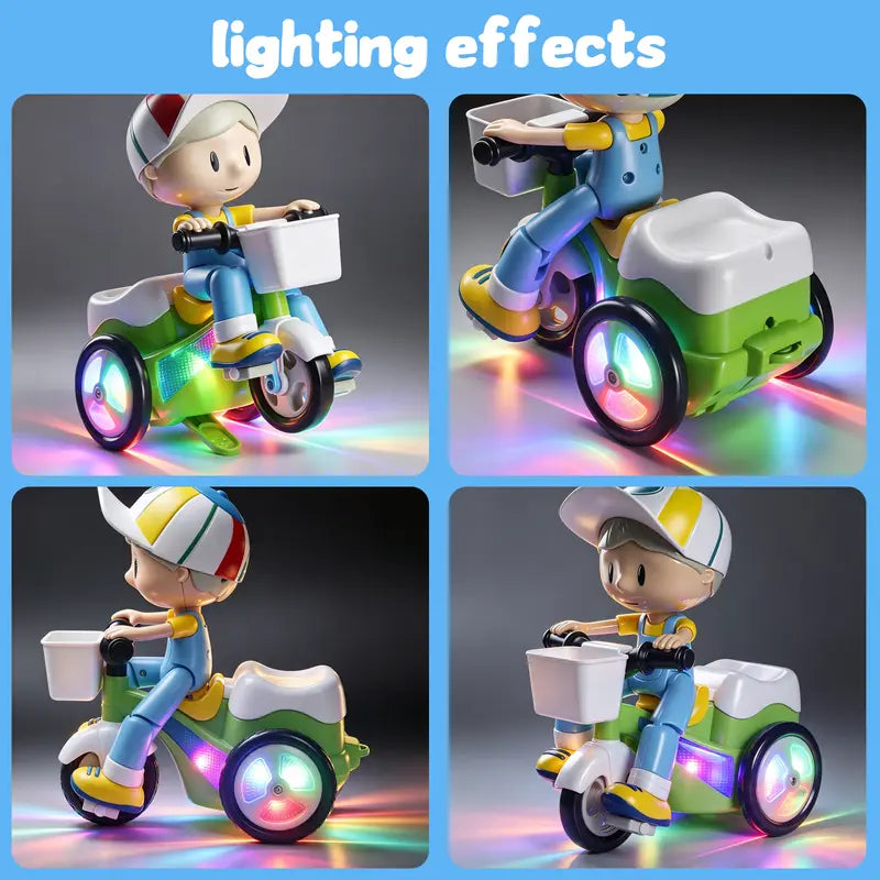 Electric Stunt Tricycle Toy with 360 Degree Spinning, Music and LED Lights