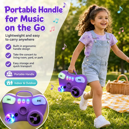 Kids Standing Karaoke Machine with 2 Microphones, Disco Lights, and Adjustable Stand