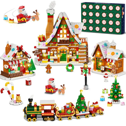 Advent Calendar 2026 Gingerbread House Building Set with Lights - 24 Days Countdown Christmas Village