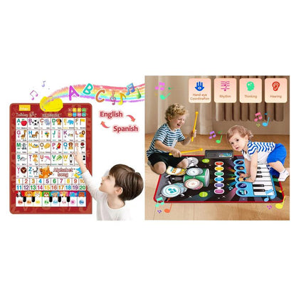 Bilingual English-Spanish Interactive Talking ABC & Number Chart Poster for Toddlers