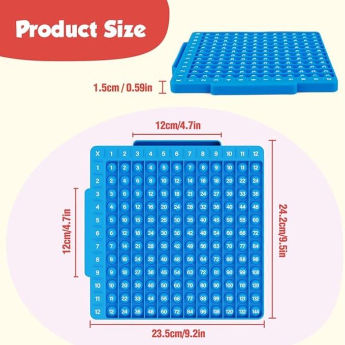 Press-to-Play Board Fidget Set with Laminated Math Flash Cards for Grades 1-6