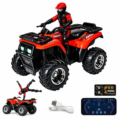1/64 Mini RC Alloy Off-Road ATV Beach Motorcycle, 2.4GHz Metal Sand Quad Bike