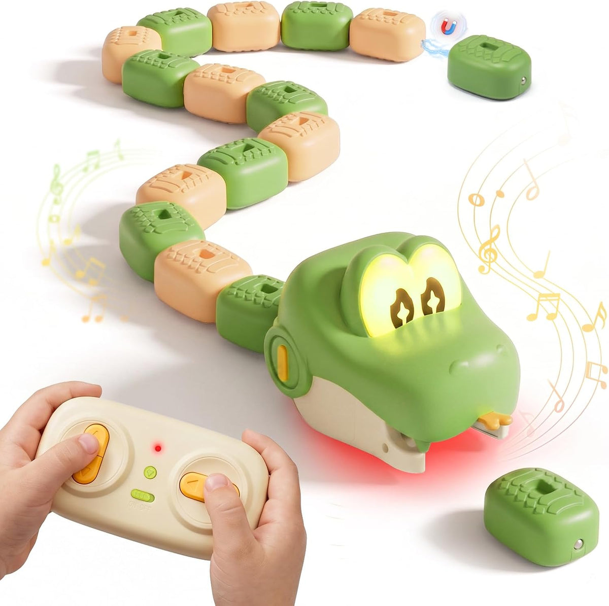 2-Pack Magnetic Snake Game, Remote Control Eating Snake Toys for Kids with Blocks