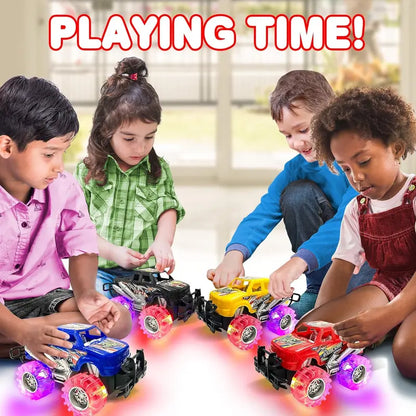 Realistic 6-inch LED Light-Up Monster Truck Playset - Rugged Design, 2-Pack