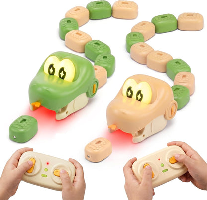 2-Pack Magnetic Snake Game, Remote Control Eating Snake Toys for Kids with Blocks